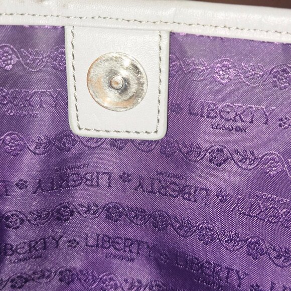 Liberty London Iphis Marlborough large gray/purple bag --omg that violet lining! - Picture 5 of 12